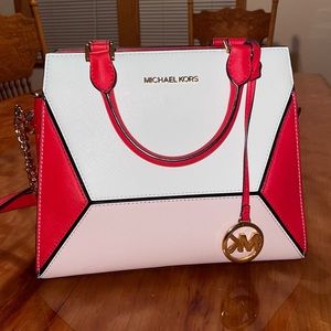 Michael Kors pink, white, red crossbody with wallet